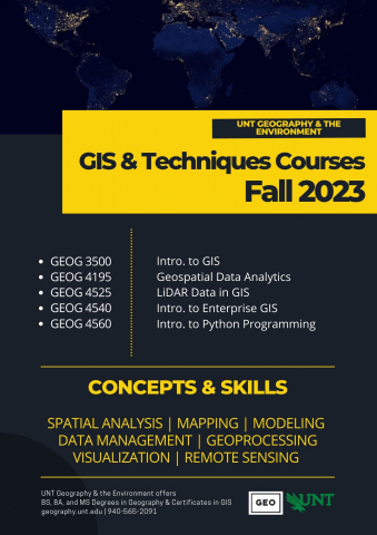 Fall 2023 Geography GIS Tech Course Offerings