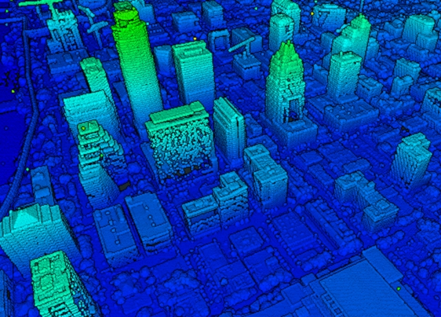 LiDAR image of a cityscape.